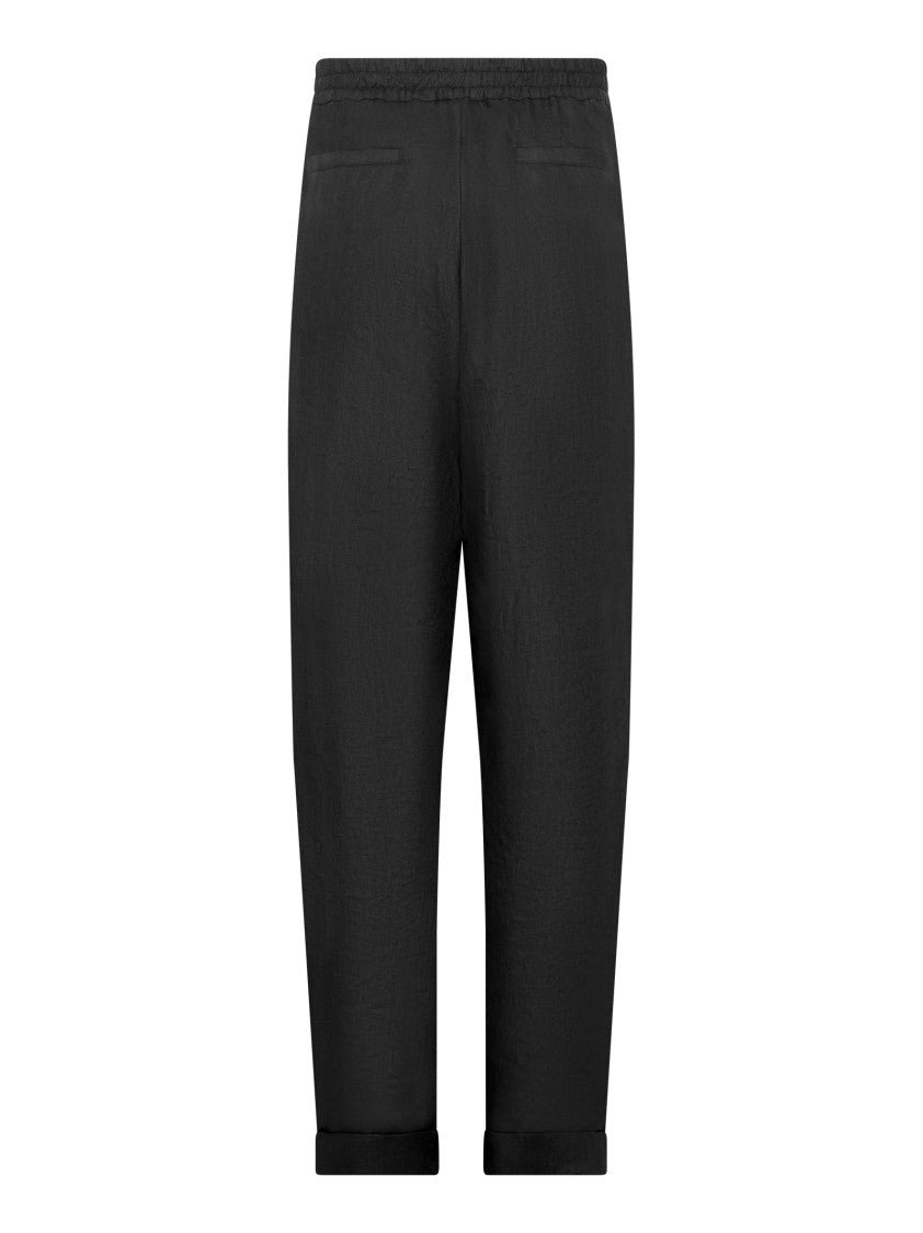 Franzese Collection Tapered Black Linen Trousers