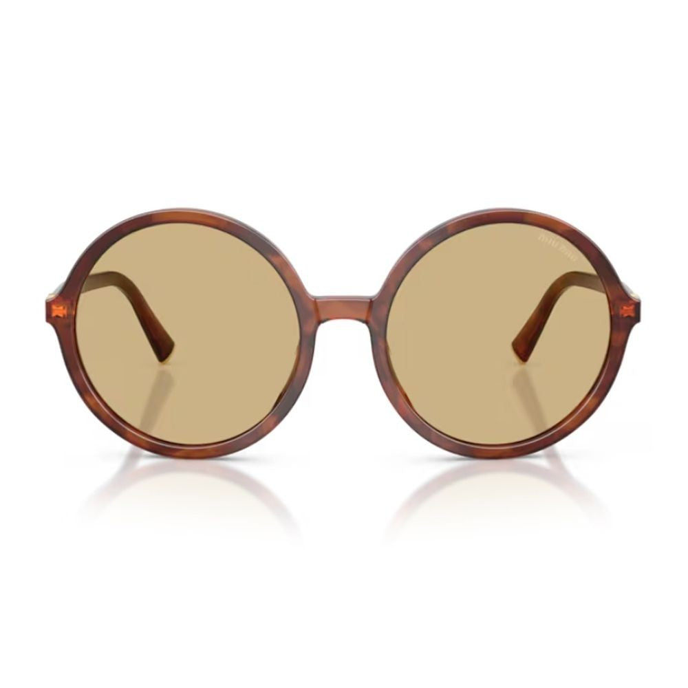 Miu Miu 0Mu B02s Miu Regard Oversized Round Tobacco Striated Sunglasses