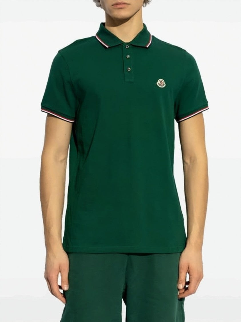 Moncler Cotton Pique Polo Shirt With Contrasting Trim Details