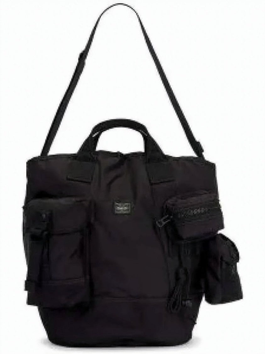 Porter Functional Black Nylon Shoulder Bag With Multiple Pockets