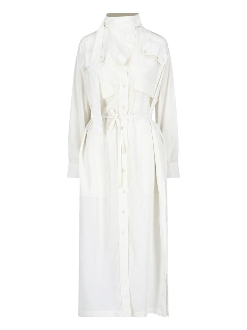 Lemaire White Fabric Maxi Shirt Dress