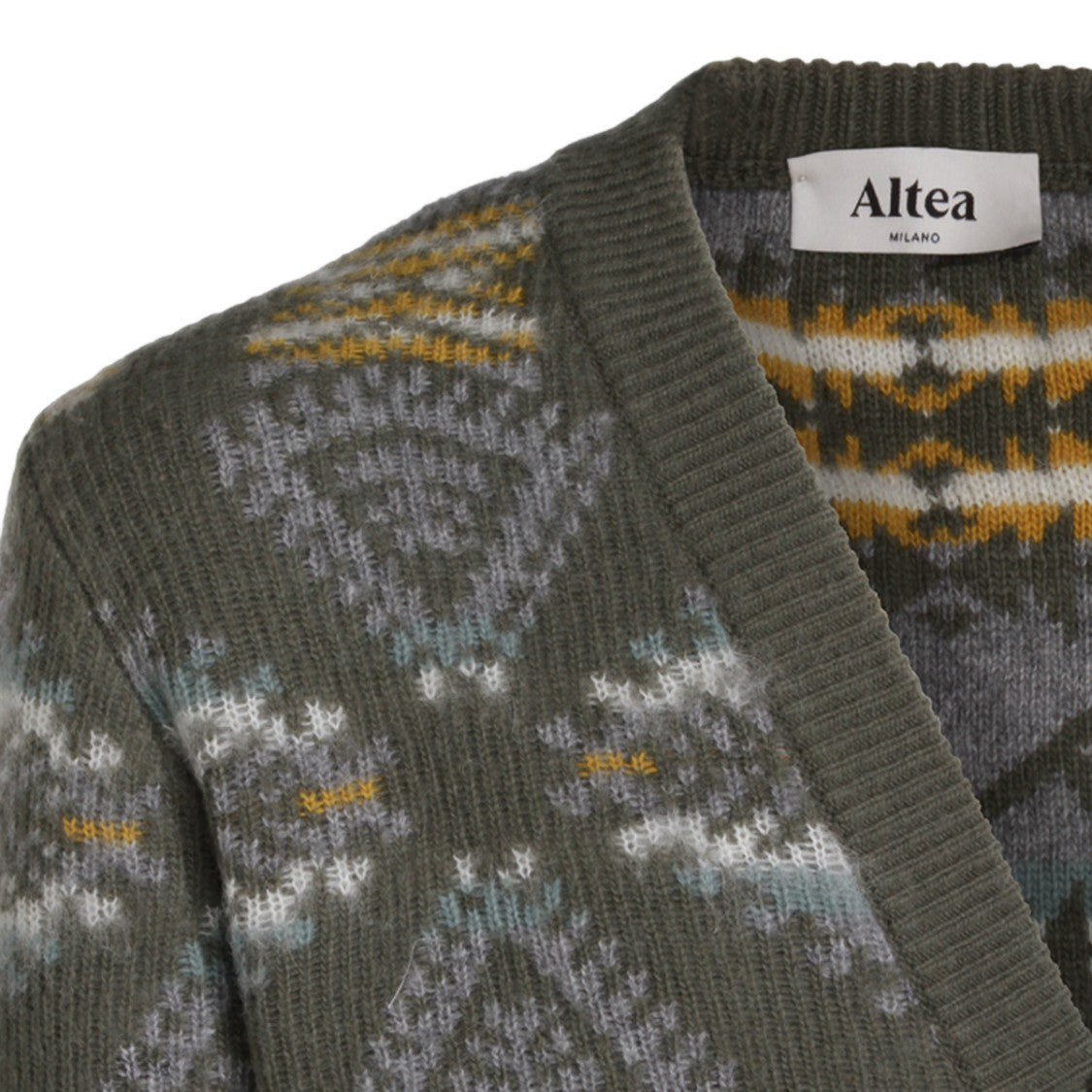 Altea Geometric Patterned Knitted Cardigan With V-Neckline