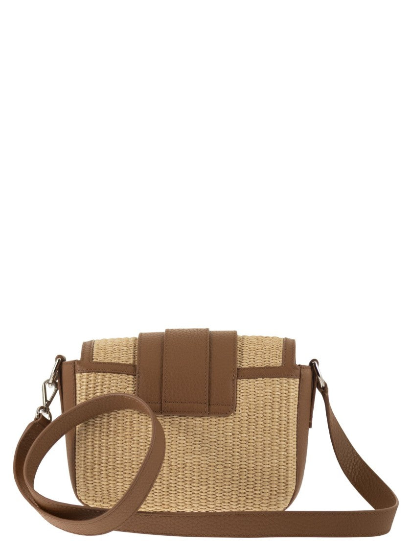 Hogan Trendy Flap Bag In Raffia And Leather