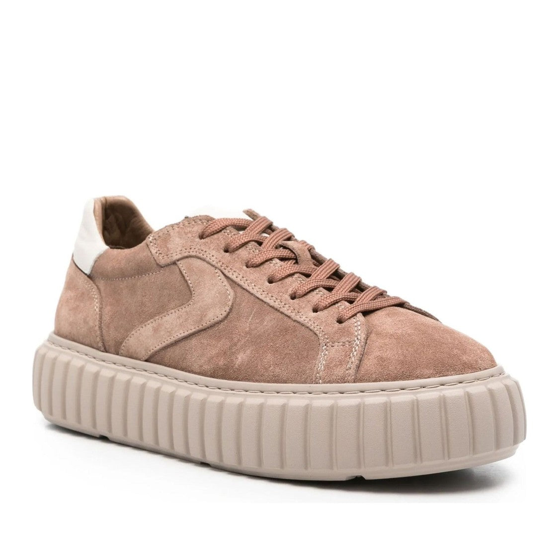 Sergio Moretti Beige Wave Stitch Detailing Suede Flat Sneakers