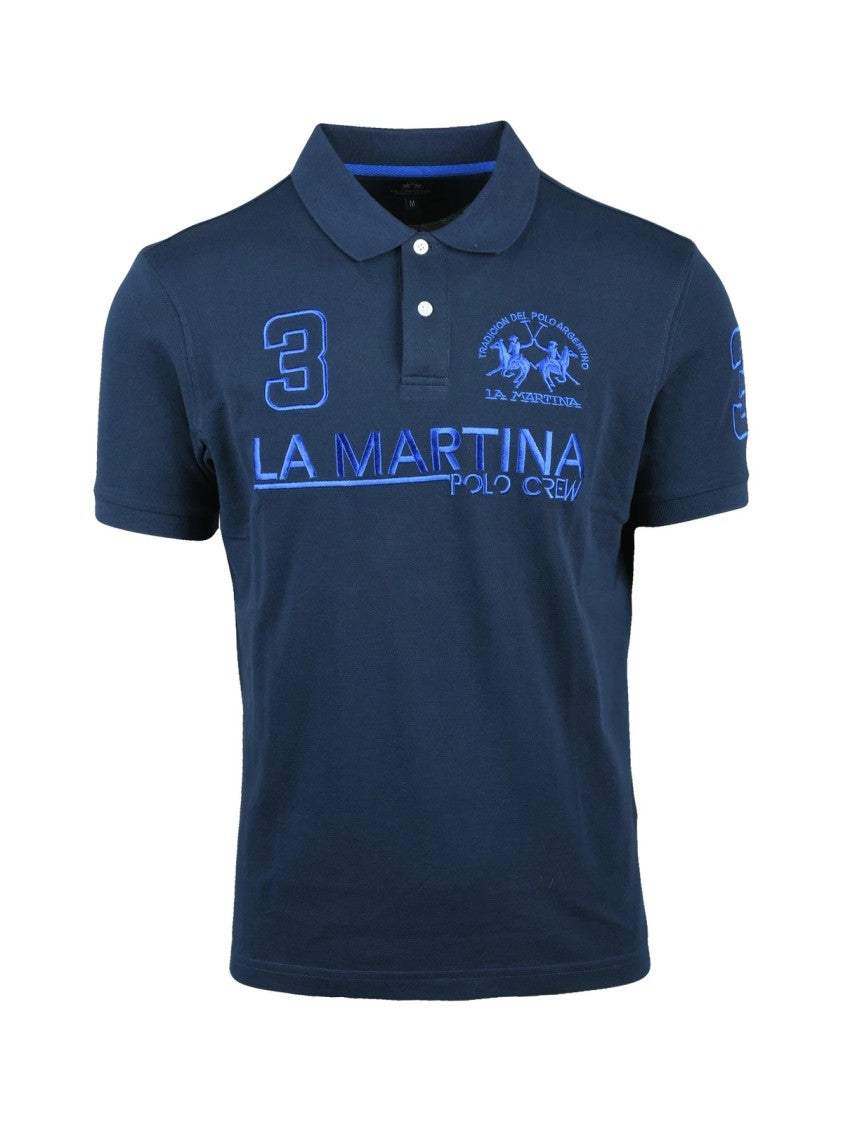 La Martina Blue Cotton Polo