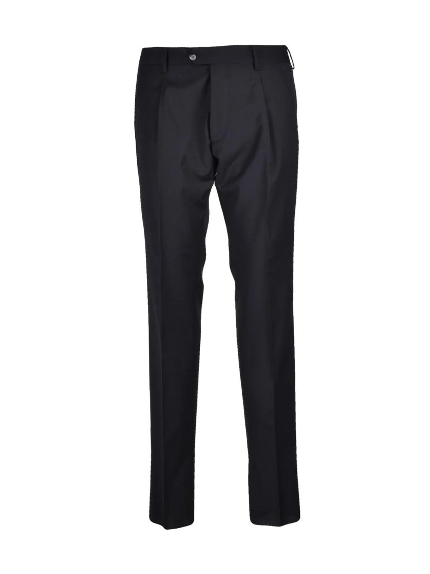 Messagerie Black Wool-Blend Mastroianni Double-Breasted Formal Suit