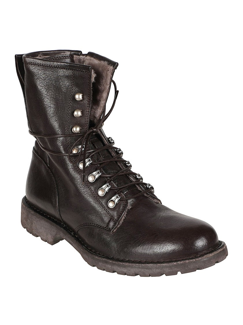 Moma Smooth Calf Leather Low Boots With Rugged Sole