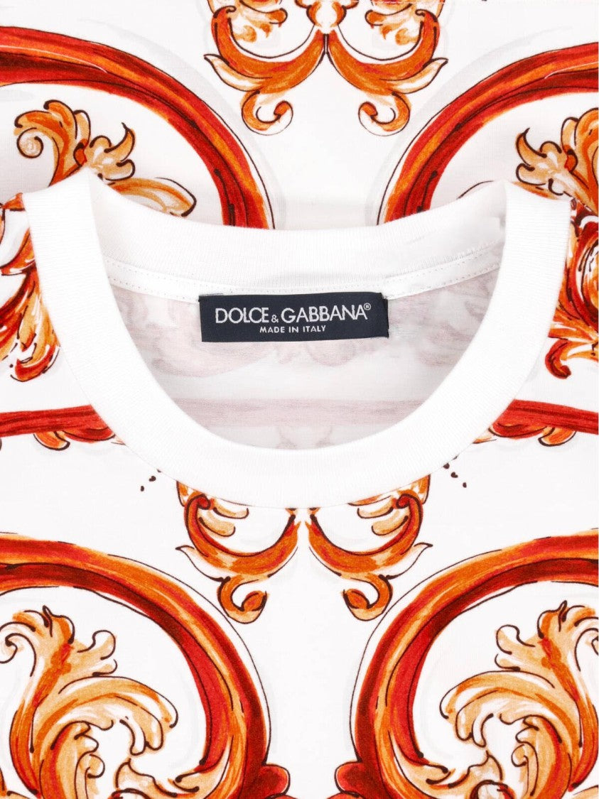 Dolce & Gabbana Fitted Short-Sleeve T-Shirt With Baroque-Inspired Print