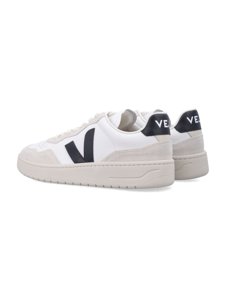 Veja V-90 Leather Sneakers In White