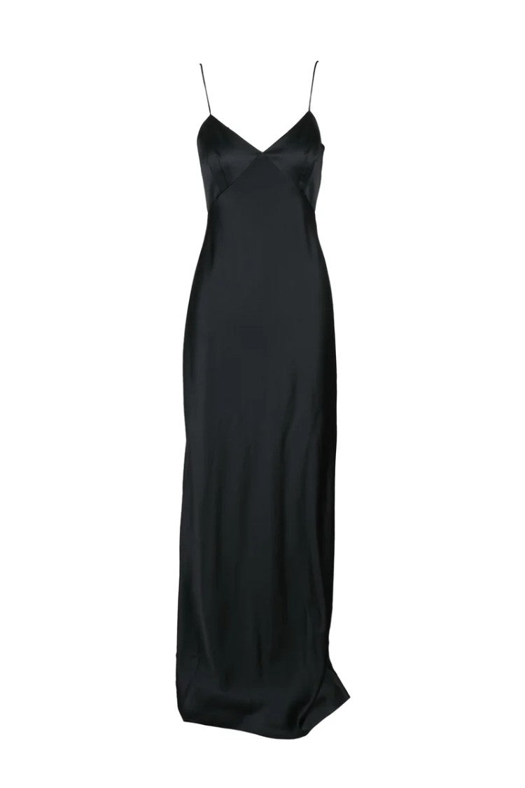 Max Mara Black Silk Open Back Maxi Dress
