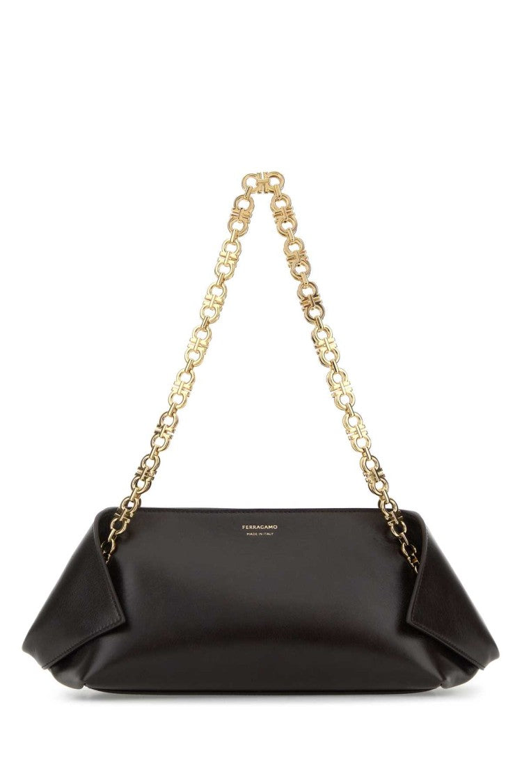 Salvatore Ferragamo Dark Brown Leather Shoulder Bag