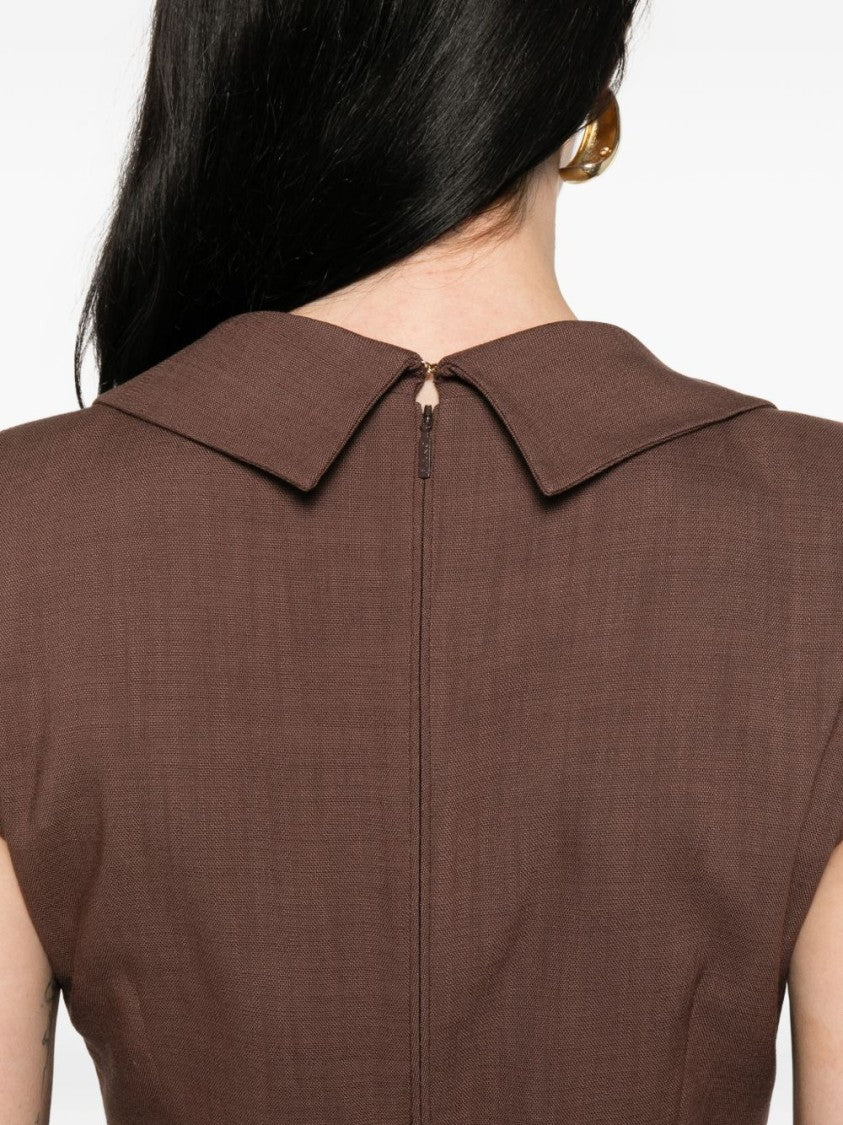 Pinko Brown Belted Sleeveless Day Dress