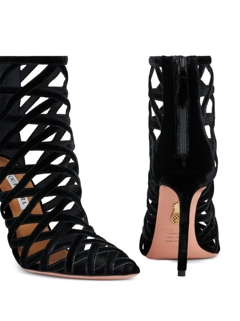 Aquazzura Interwoven Velvet Ankle Boots