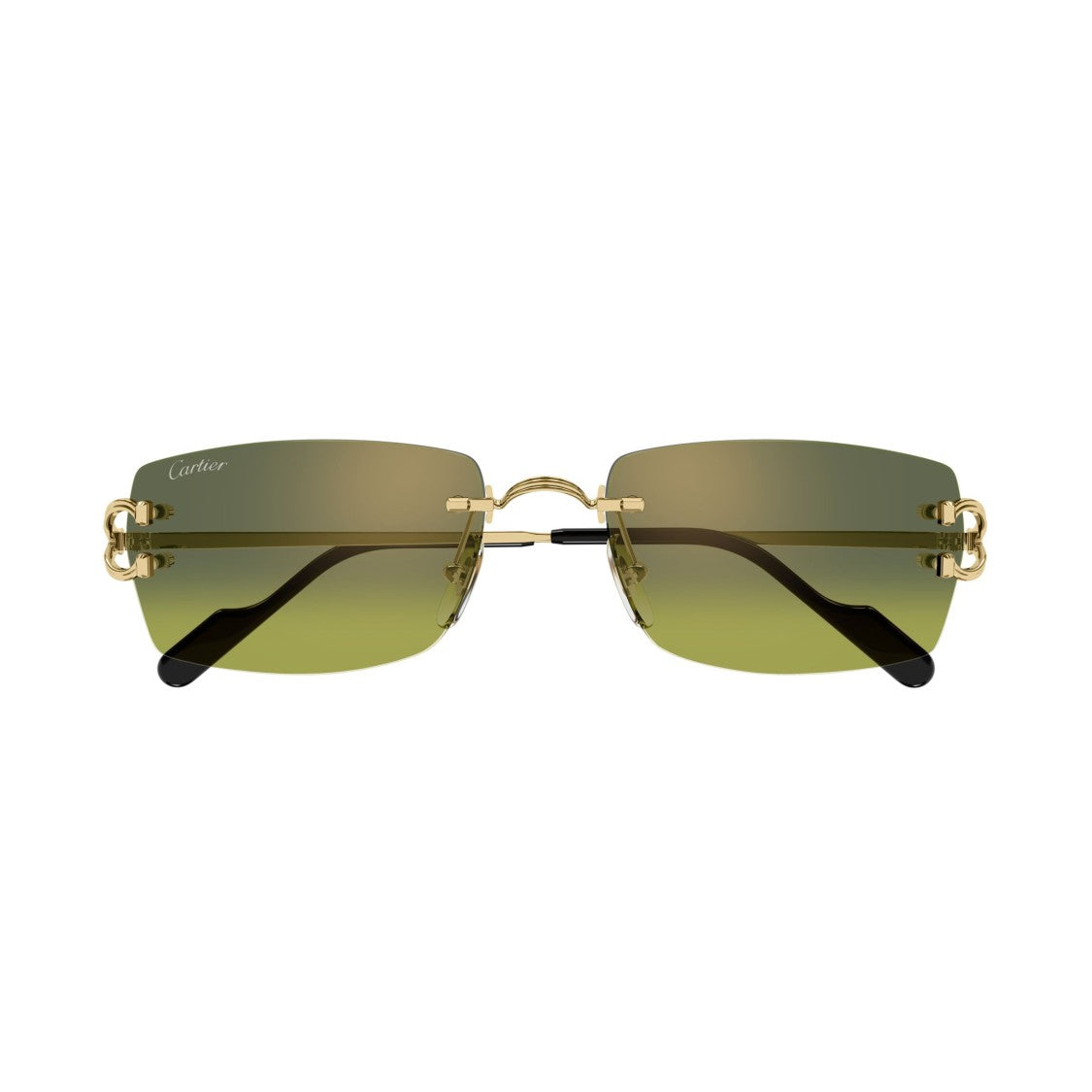 Cartier Rimless Sunglasses With Rectangular Green Gradient Lenses