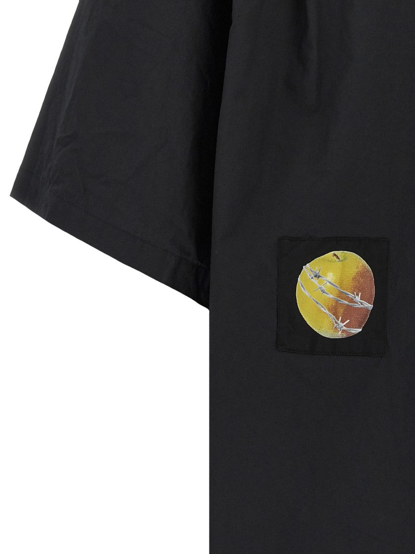 Undercover Wrinkled Cotton Shirt With Unique Patch Design
