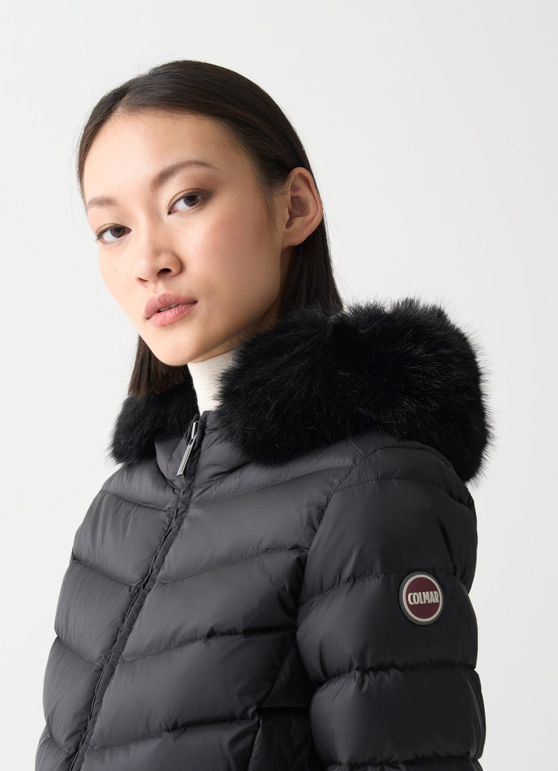 Colmar Originals Quilted Jacket With Synthetic Fur Trim