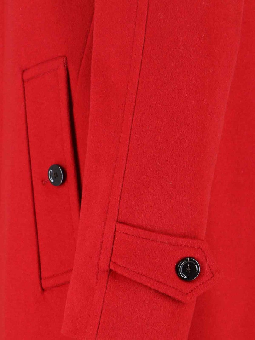 Lardini Red Cashmere Coat With Classic Collar