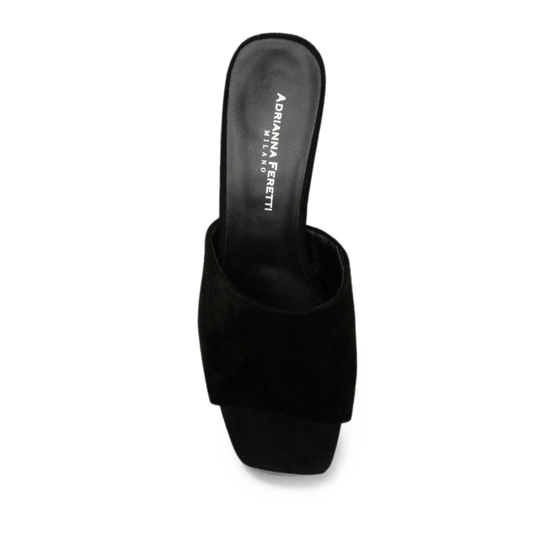 Adrianna Feretti Black Open-Toe Suede Block-Heel Slippers