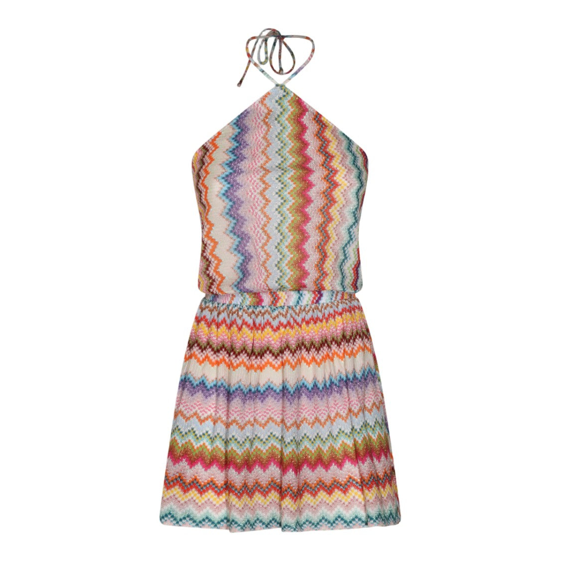 Missoni Zigzag Pattern Halter Mini Dress
