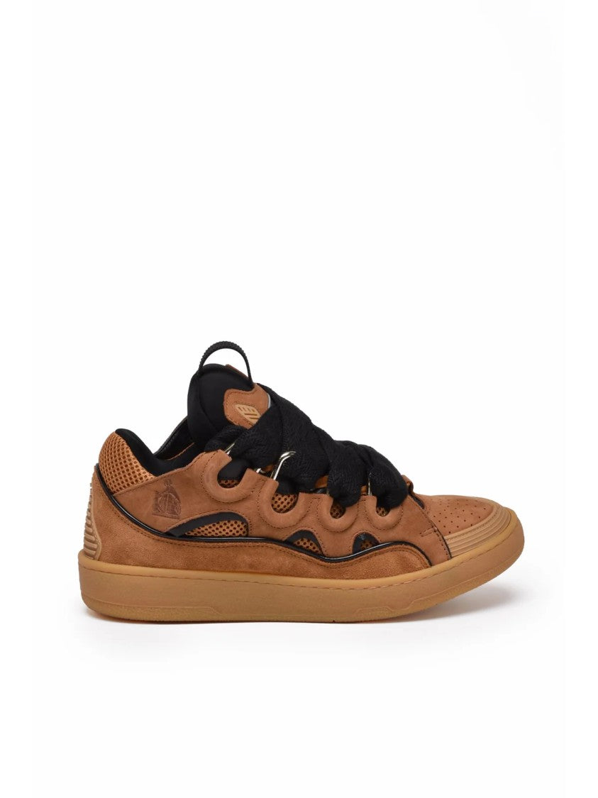 Lanvin Brown/Black Curb Suede Leather-Blend Sneakers