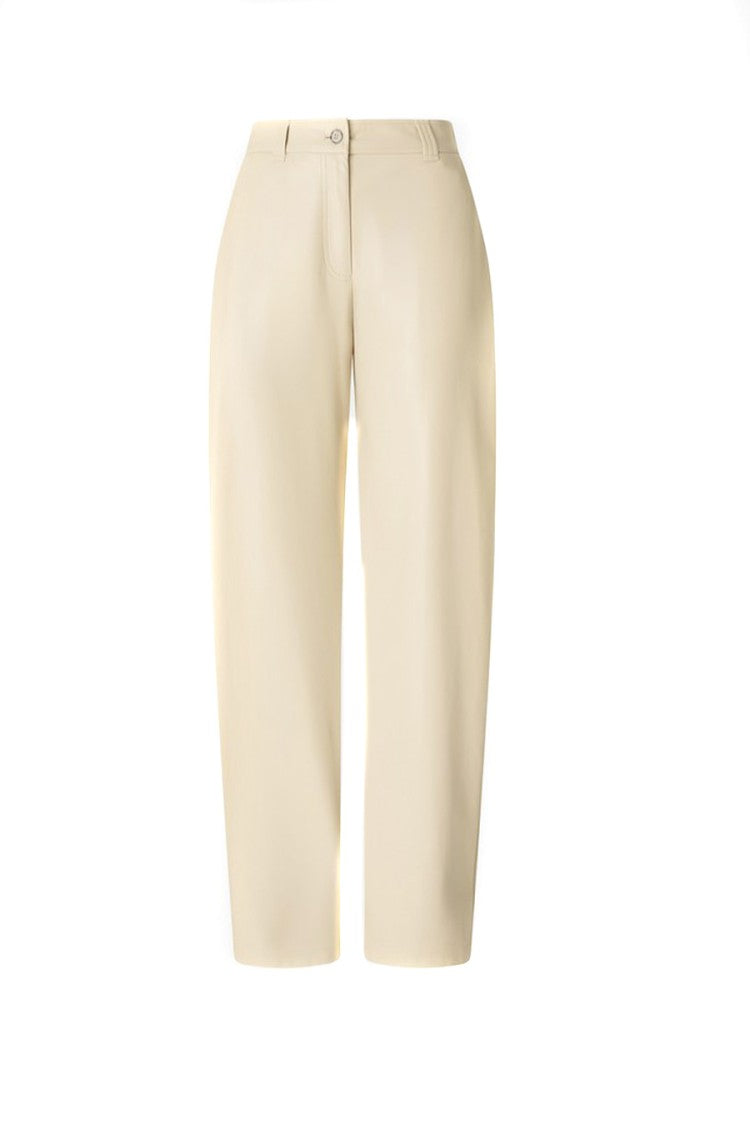 Pinko Beige High-Waist Side Pocket Polyester Straight-Leg Pants