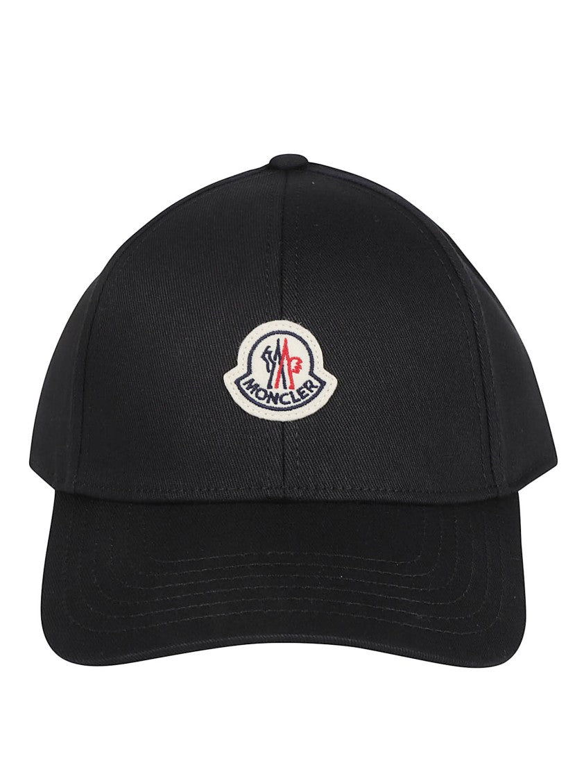 Moncler Black Cotton Embroidered Logo Baseball Cap