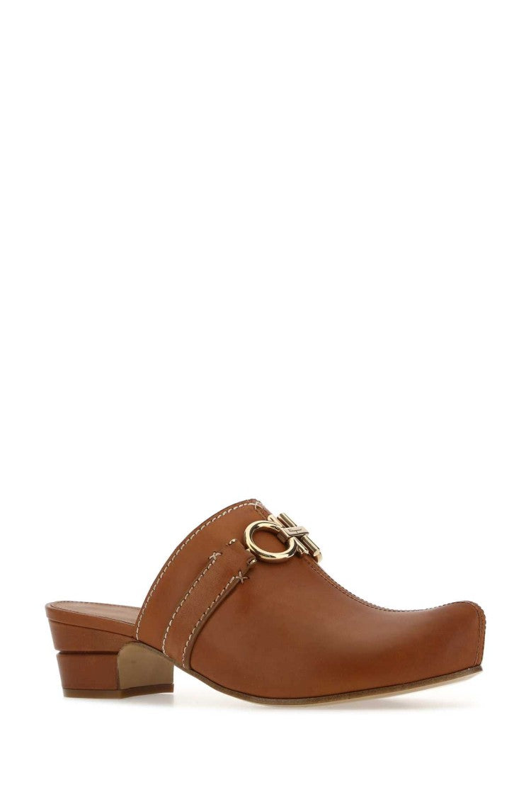 Salvatore Ferragamo Caramel Leather Phobos Mules