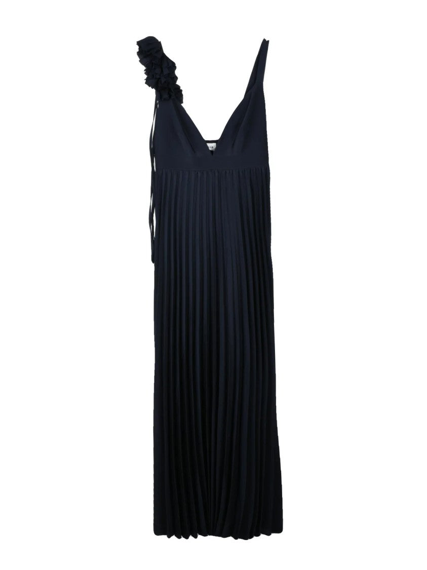 P.A.R.O.S.H. Blue Fluid Ruched Polyester Maxi Dress