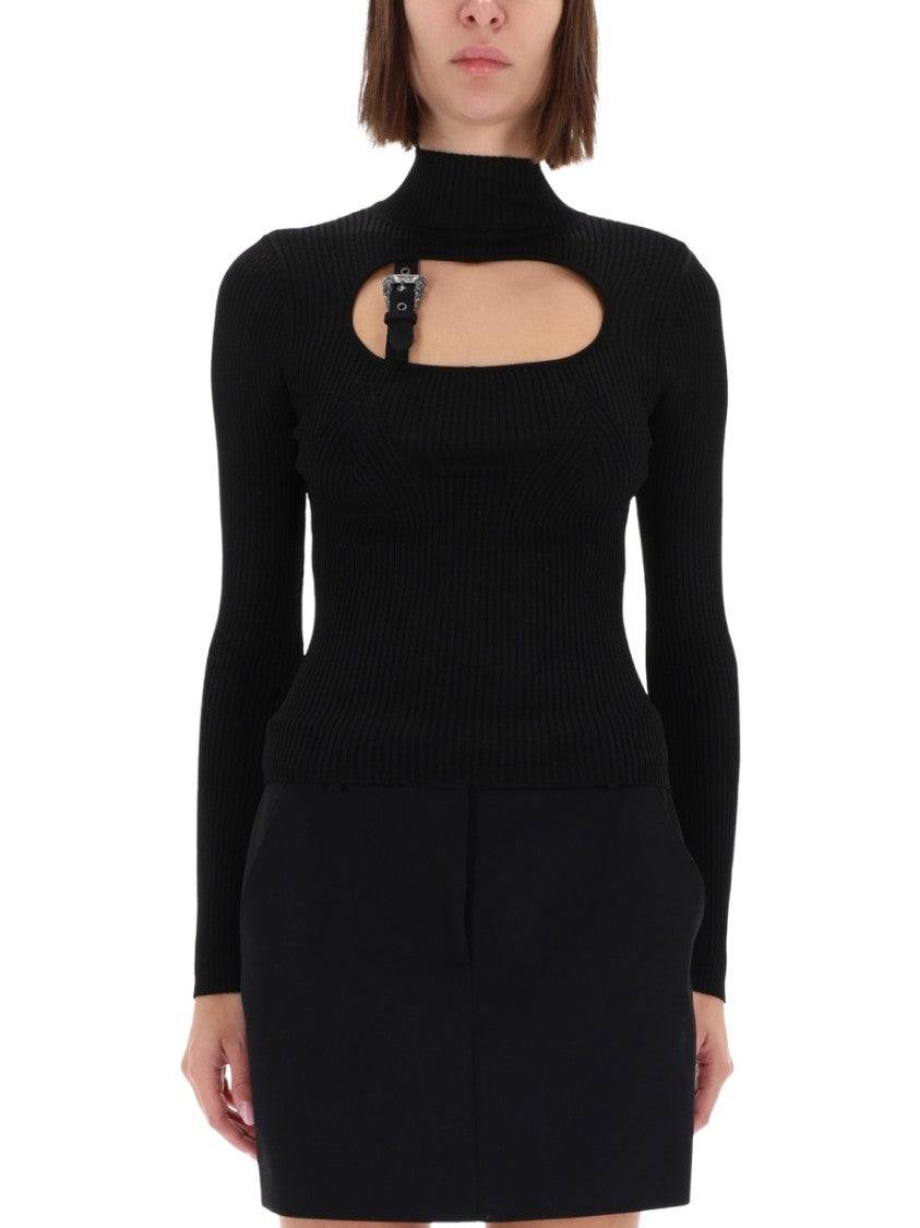 Versace Jeans Couture Fitted Ribbed Buckle Top