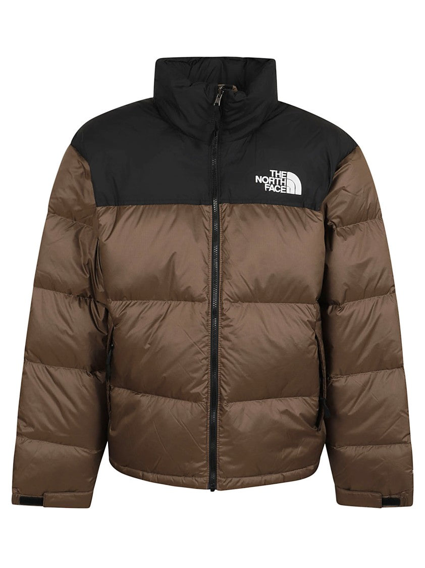 The North Face Color Block Puffer Jacket In Rich Brown