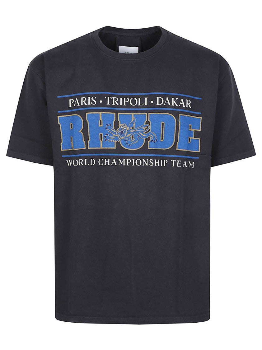 Rhude Black Chrono Vintage Racing Cotton T-Shirt