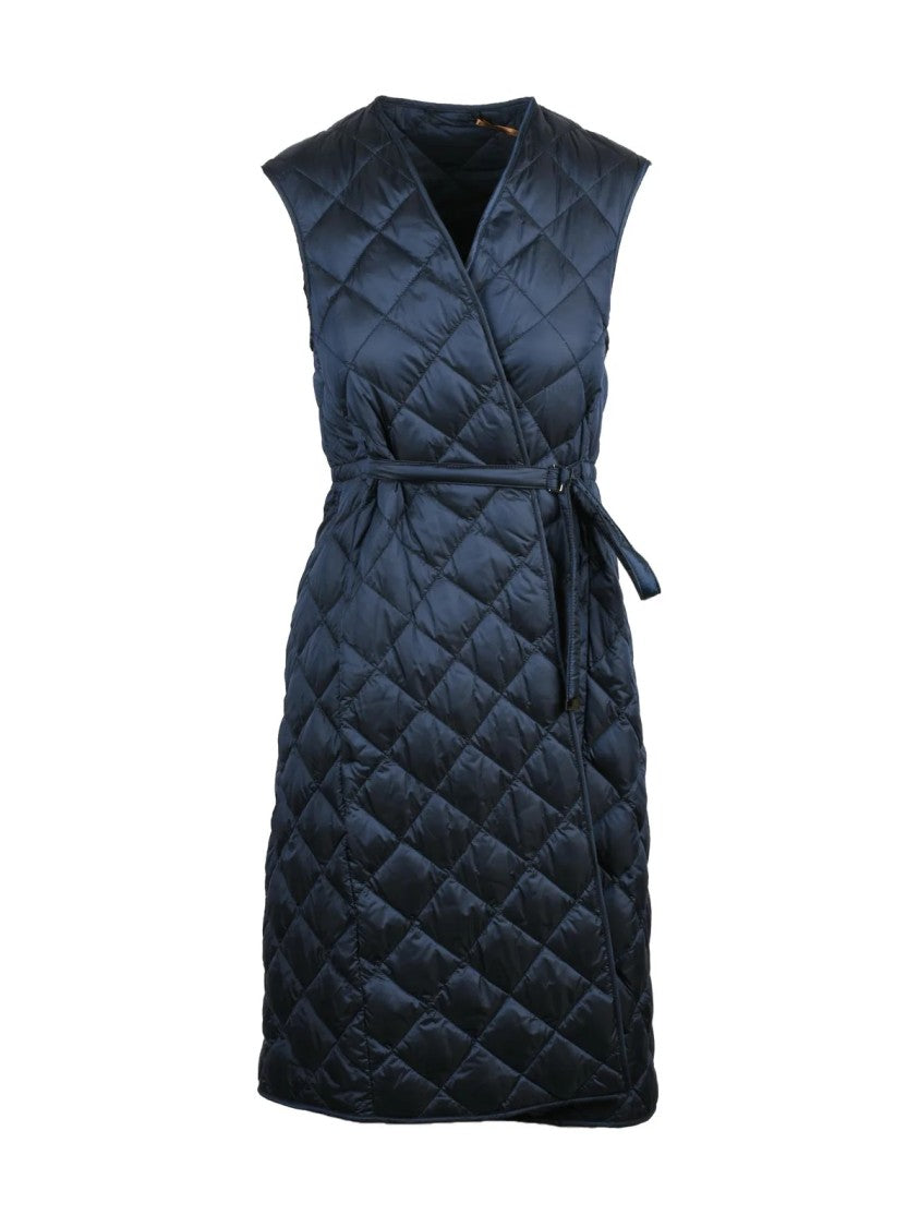 Max Mara Quilted Down Vest With Wrap-Style Front And Belted Waist
