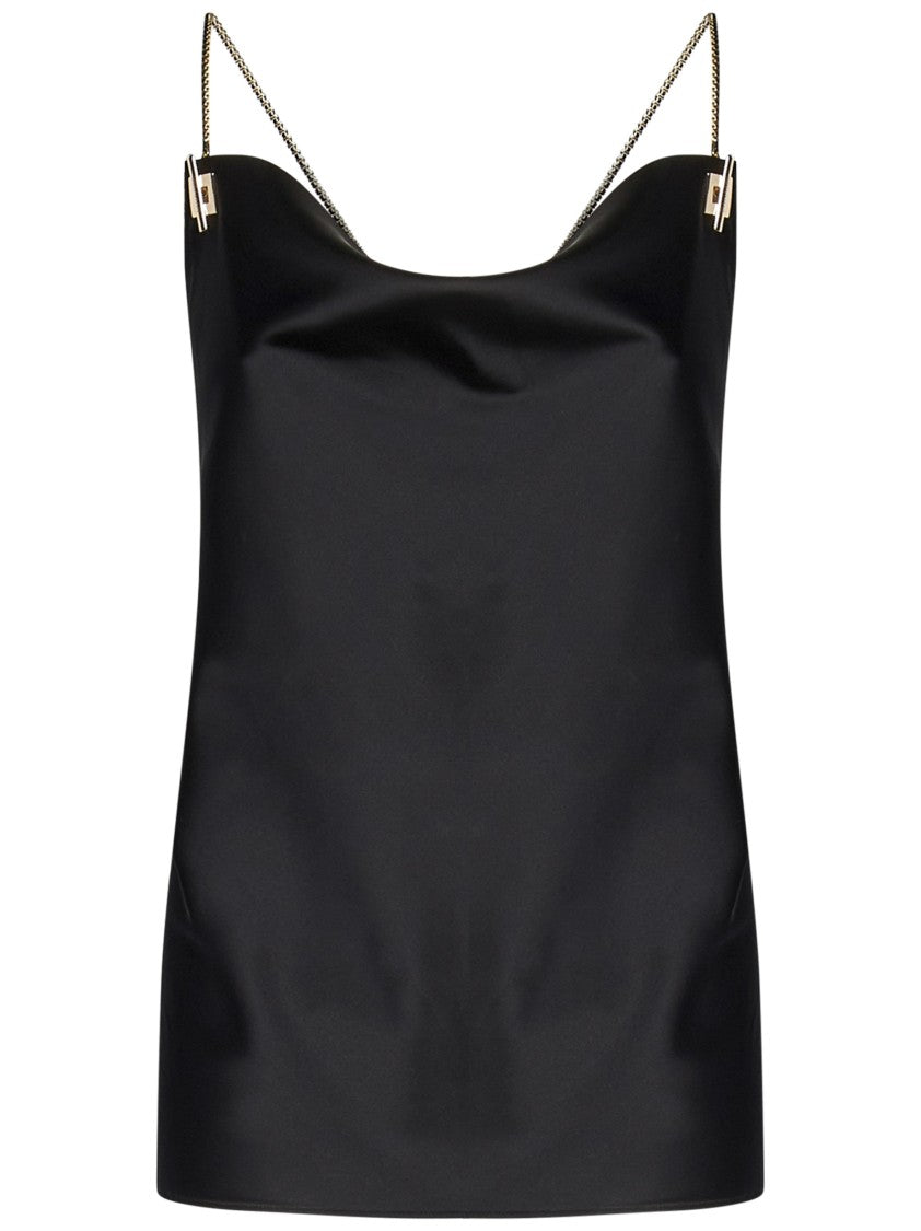 Danamè Black Stretch Satin Lou Top