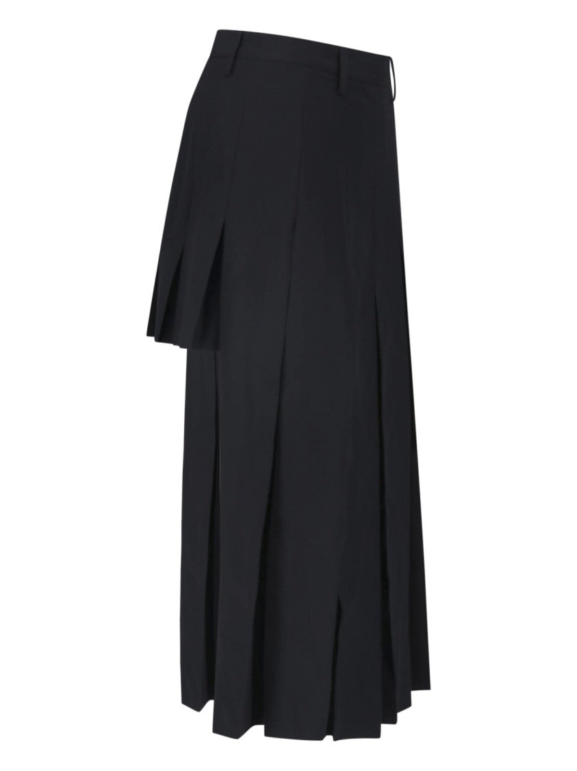 Mm6 By Maison Margiela Asymmetrical Pleated Midi Skirt With Front Zip Closure
