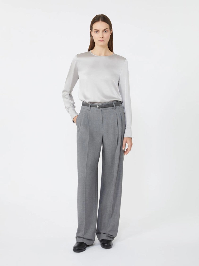 Max Mara Pearl Grey Blouse With Classic Neckline