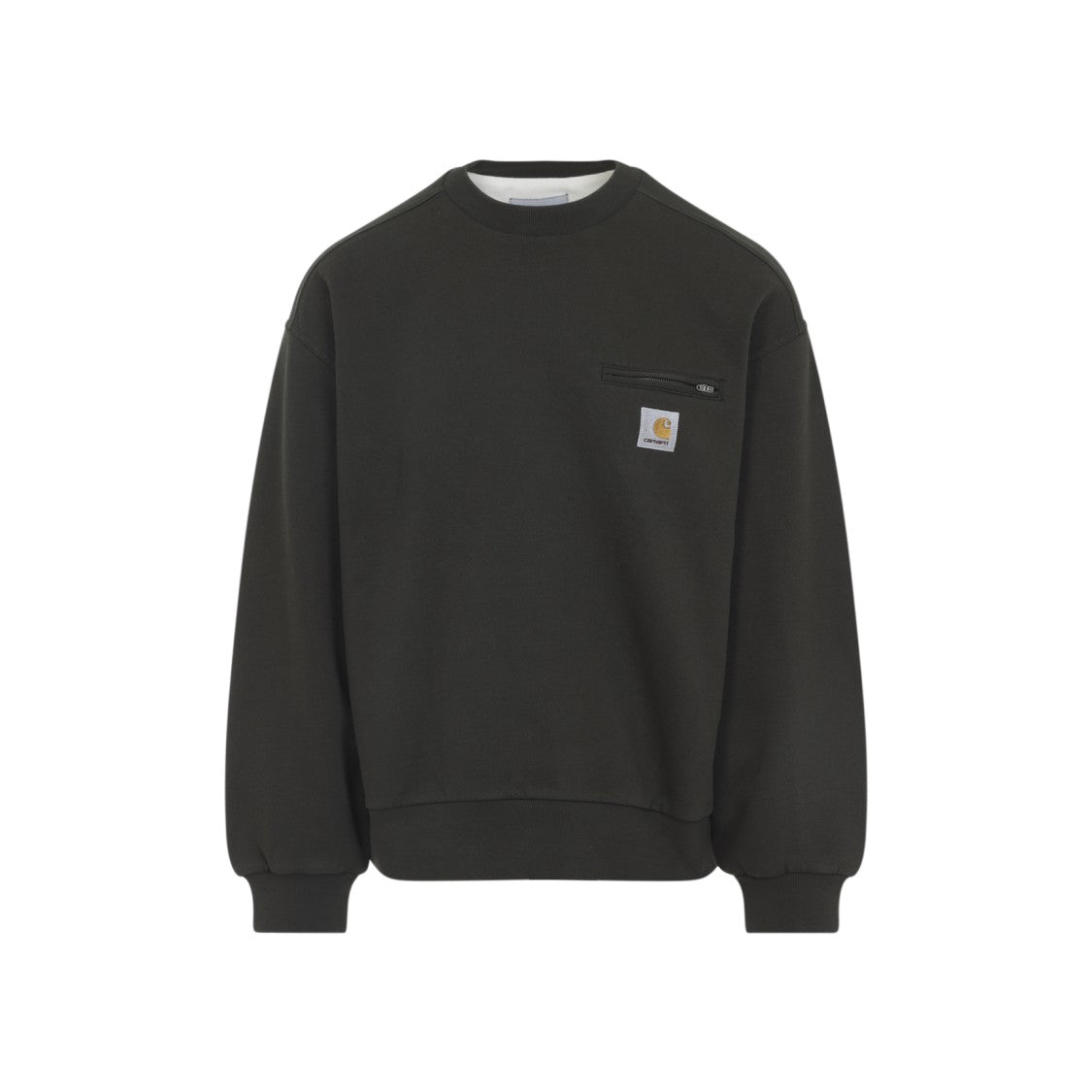 Carhartt Wip Relaxed Fit Black Crewneck Sweatshirt With Zippered Pocket