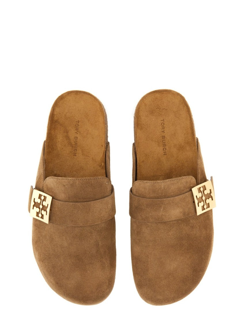 Tory Burch Warm Brown Suede Mellow Sandals