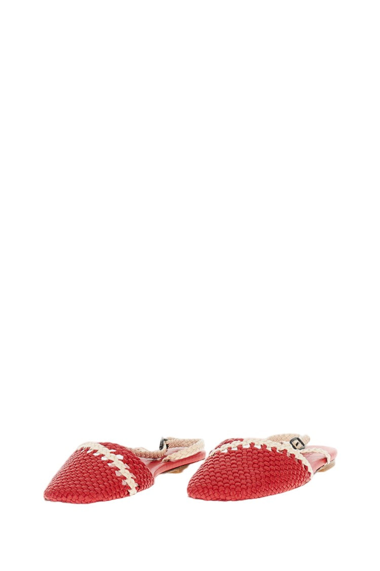 Hereu Woven Leather Slingback Flats With Adjustable Buckle Strap