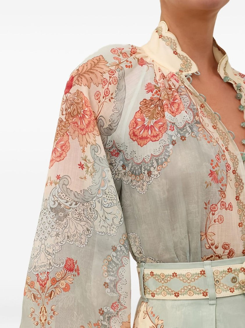 Zimmermann Floral Paisley Blouse With Scalloped Edges