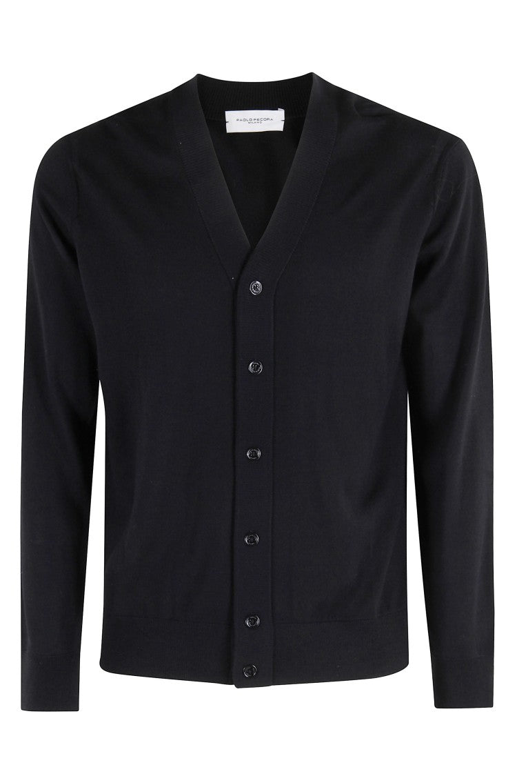 Paolo Pecora Timeless V-Neck Cardigan In 100% Virgin Wool