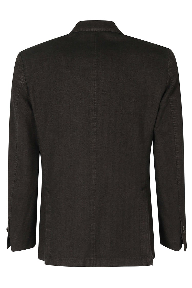 Santaniello Dark Brown Resca Frosted Cashmere-Cotton Blazer