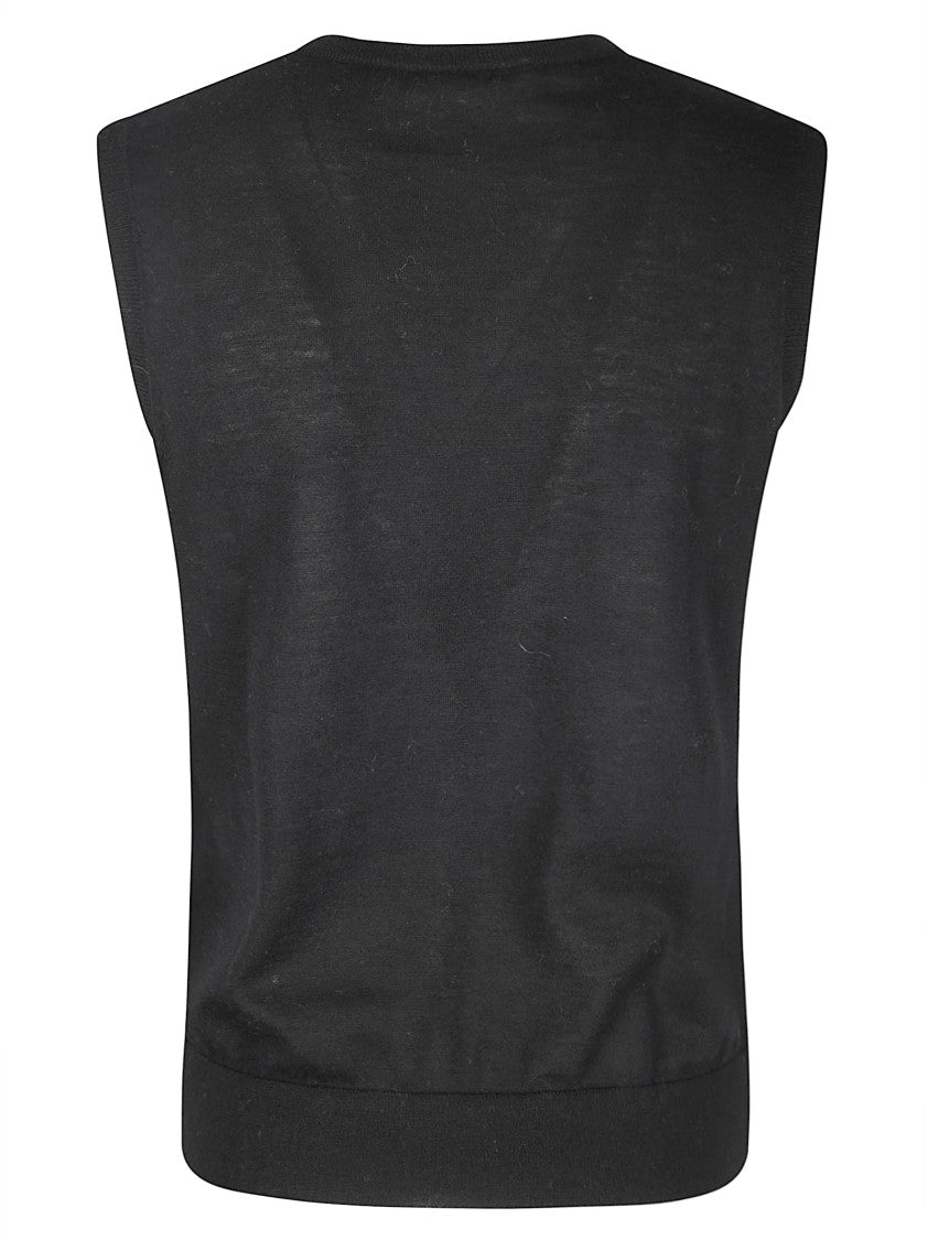 Lisa Yang V-Neck Sleeveless Top In Soft Cashmere With Contrast Edging