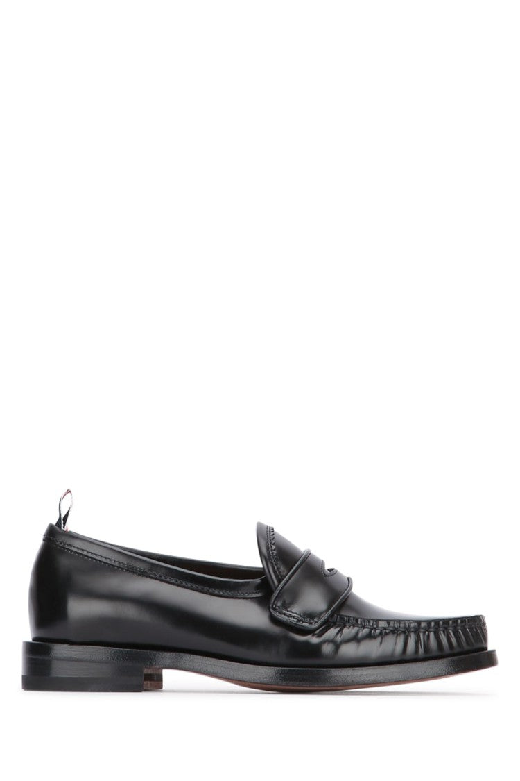 Thom Browne Polished Black Calf Leather Moccasin Shoes
