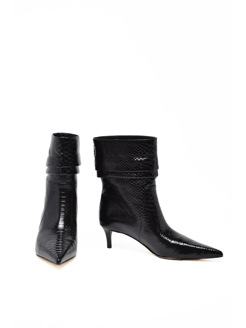 Michael Kors Black Leather Snakeskin Ankle Boots