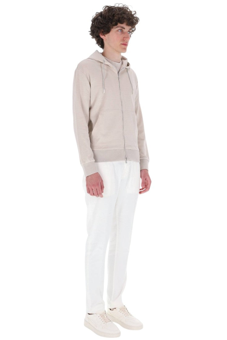 Eleventy Silk-Cotton Drawstring Hooded Sweatshirt