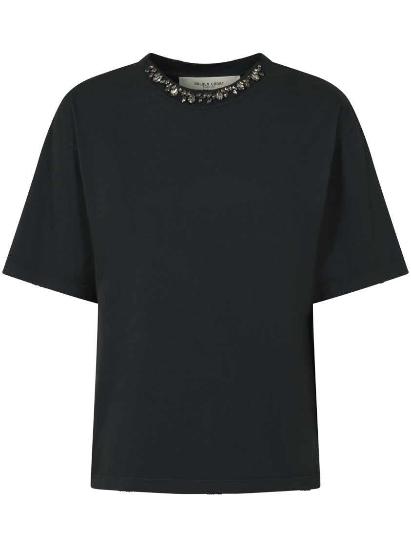 Golden Goose Boxy Cropped T-Shirt In Organic Cotton