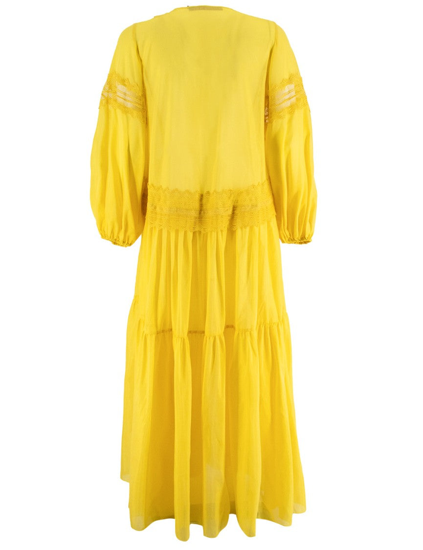 Ermanno Scervino Maxi Dress With Lace Inserts