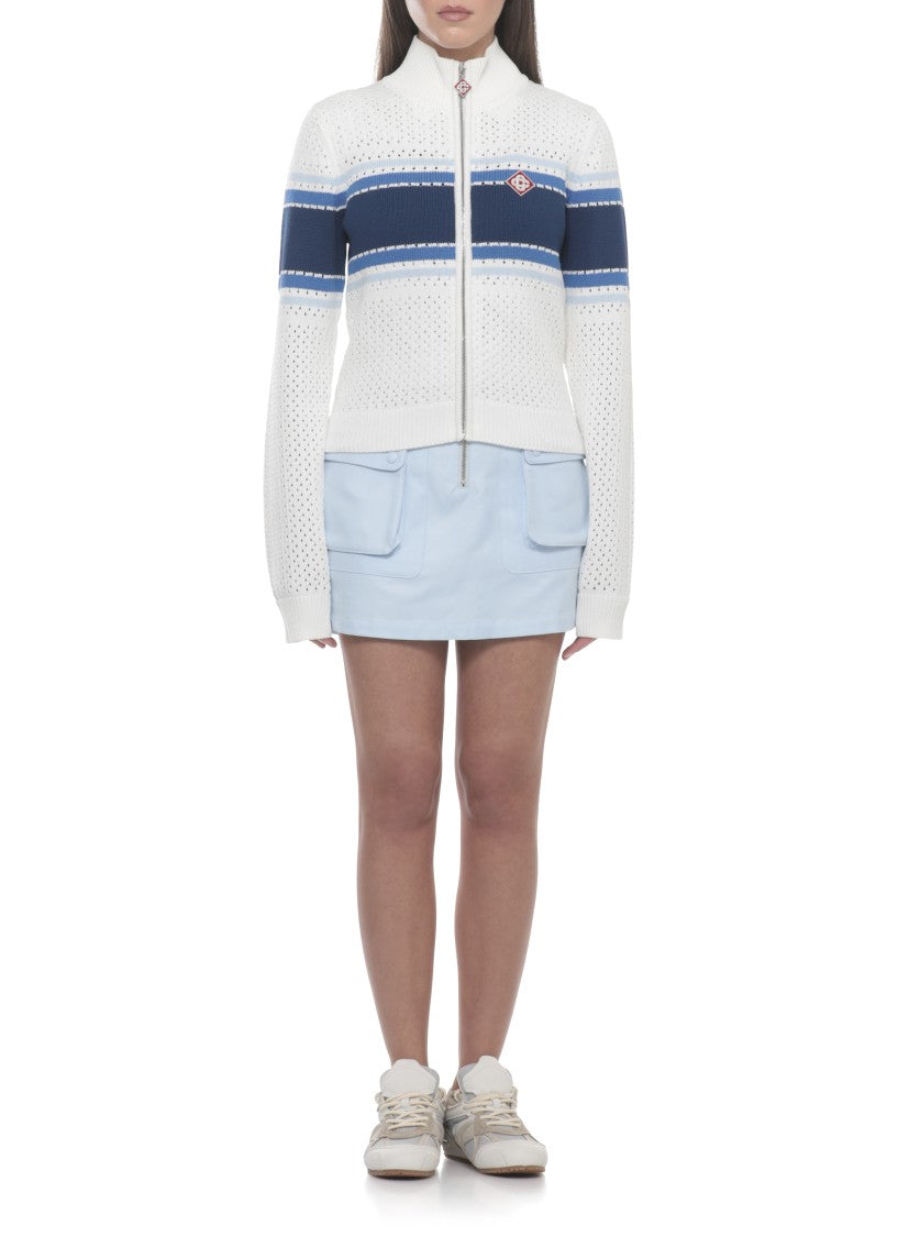 Casablanca White Mesh Stripe Perforated Jacket