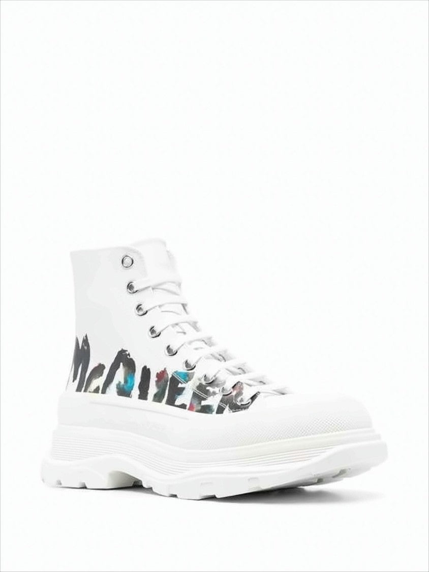 Alexander Mcqueen High-Top Leather Boots With Textured Sole