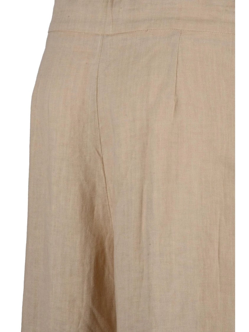 Eleventy Eleventy High Waist Linen Trousers - Beige